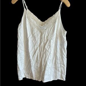 Elegant Lace Trim White Camisole